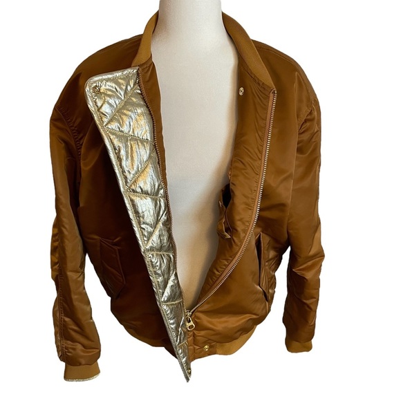 Gold and Brown Women's Bomber Jacket - Picture 7 of 13